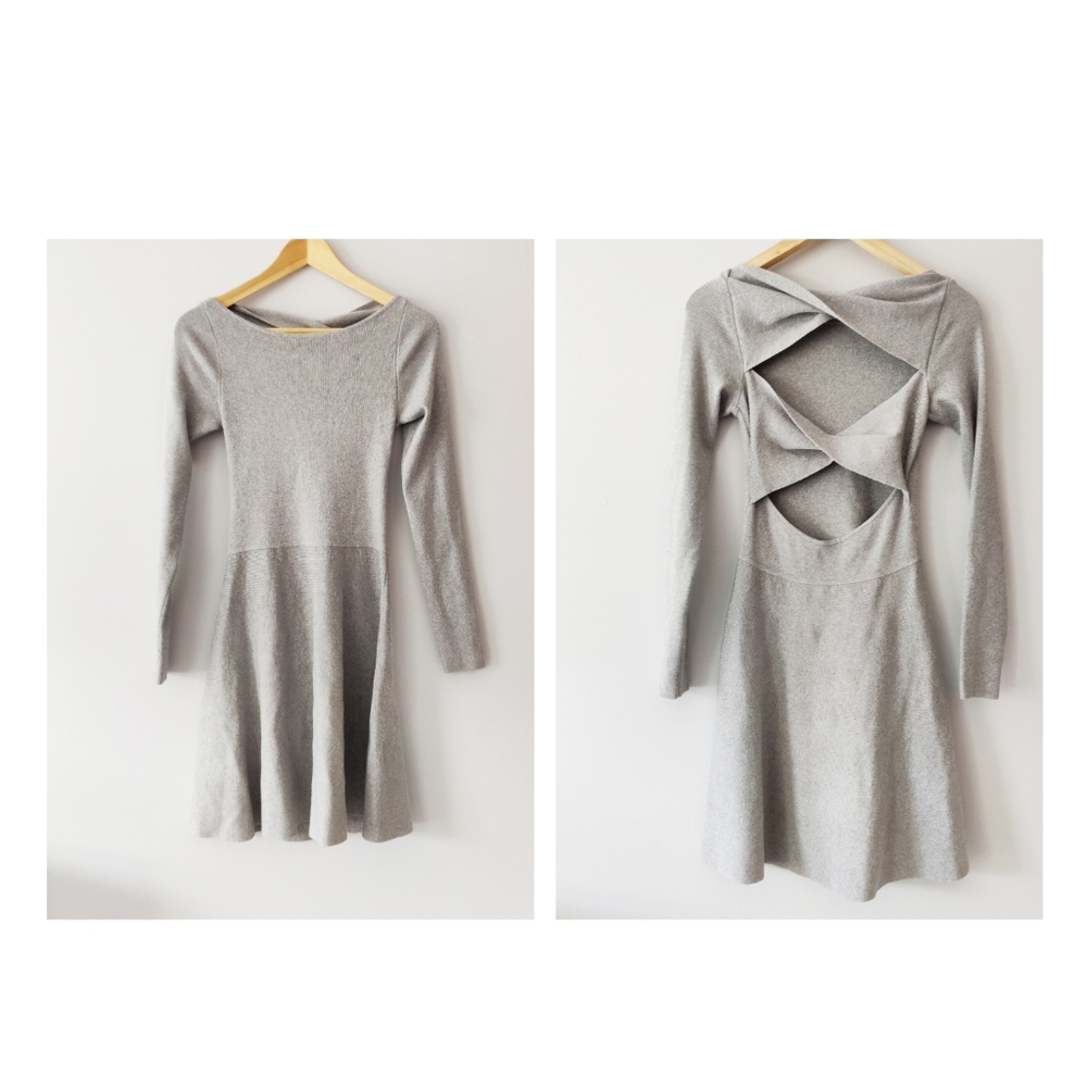 Club Monaco Grey Knit Dress with Twist Back